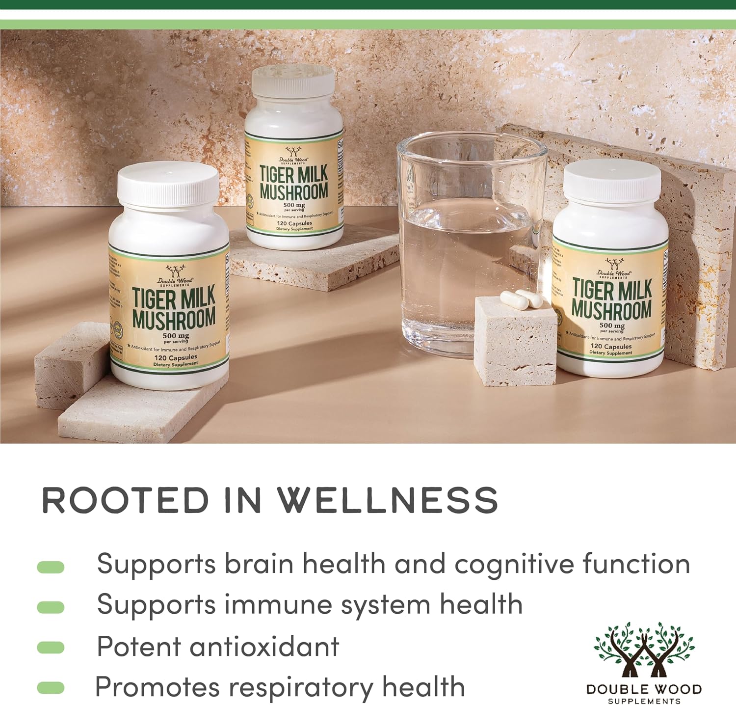 Double Wood Supplements Tiger Milk Mushroom Respiratory Support Capsules