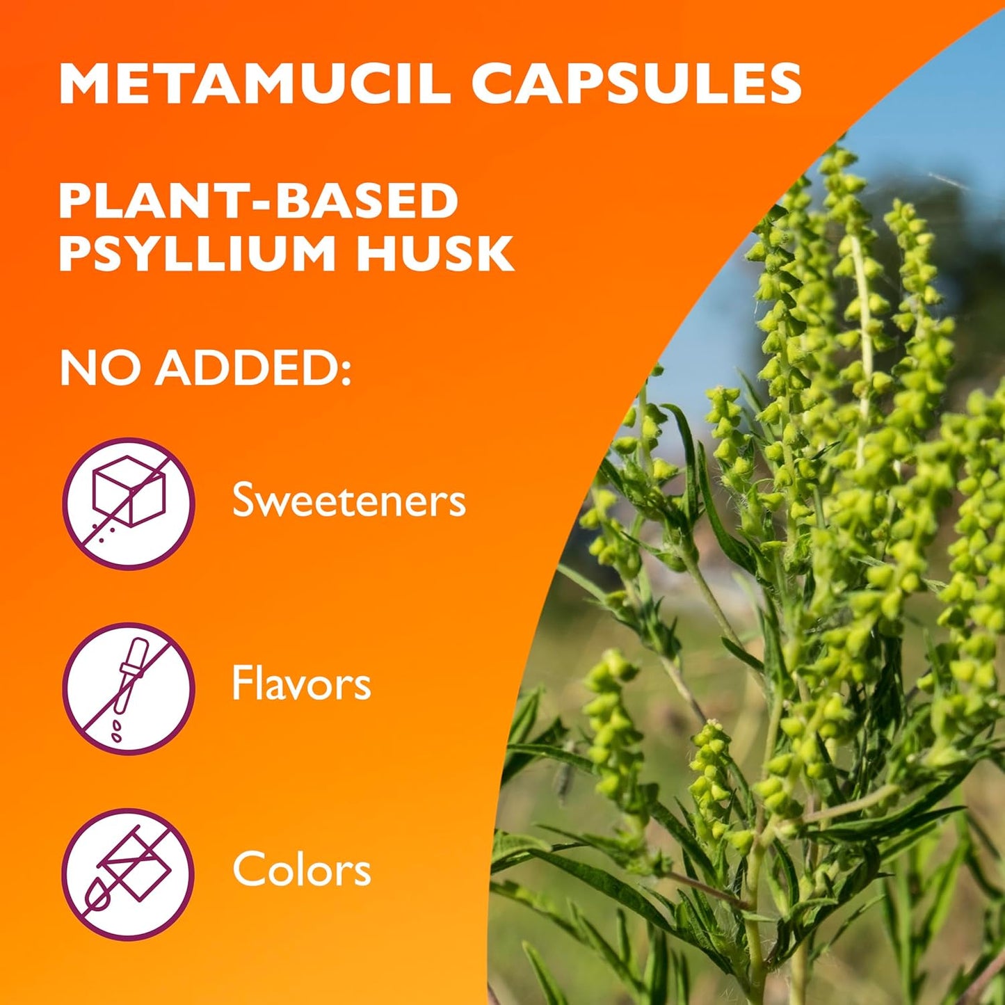 Metamucil Psyllium Husk Fiber Capsules 3-in-1 Supplement