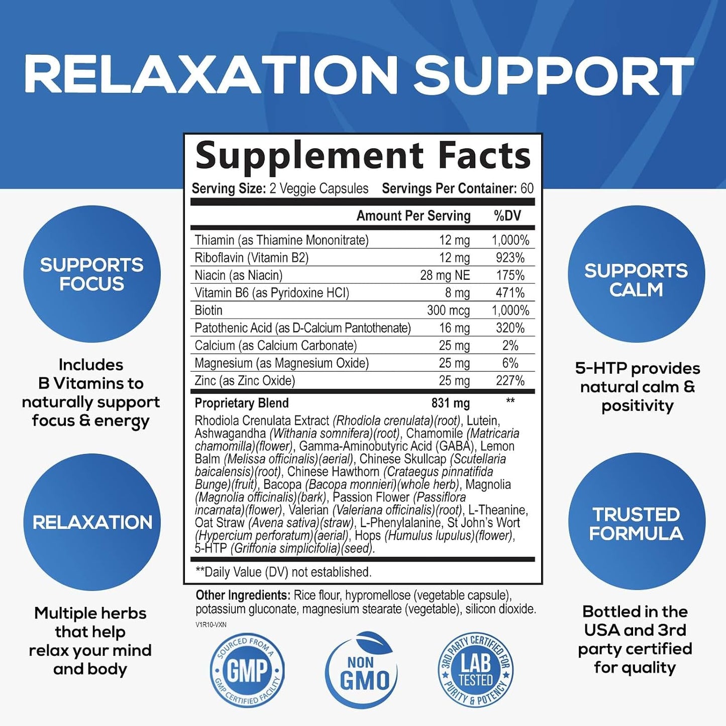 Nature's Nutrition Ashwagandha GABA Stress Mood Support Capsules