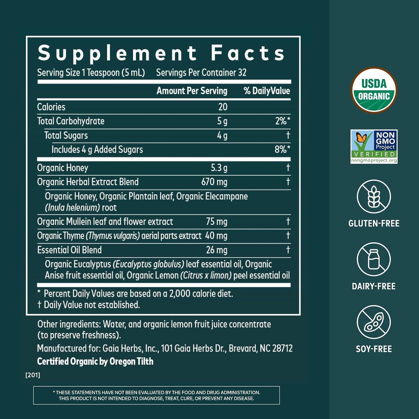 Gaia Herbs Bronchial Wellness Respiratory Support Syrup