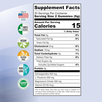 VIRC Snacks Ashwagandha Stress Energy Support Mixed Berries Gummies 60 Count