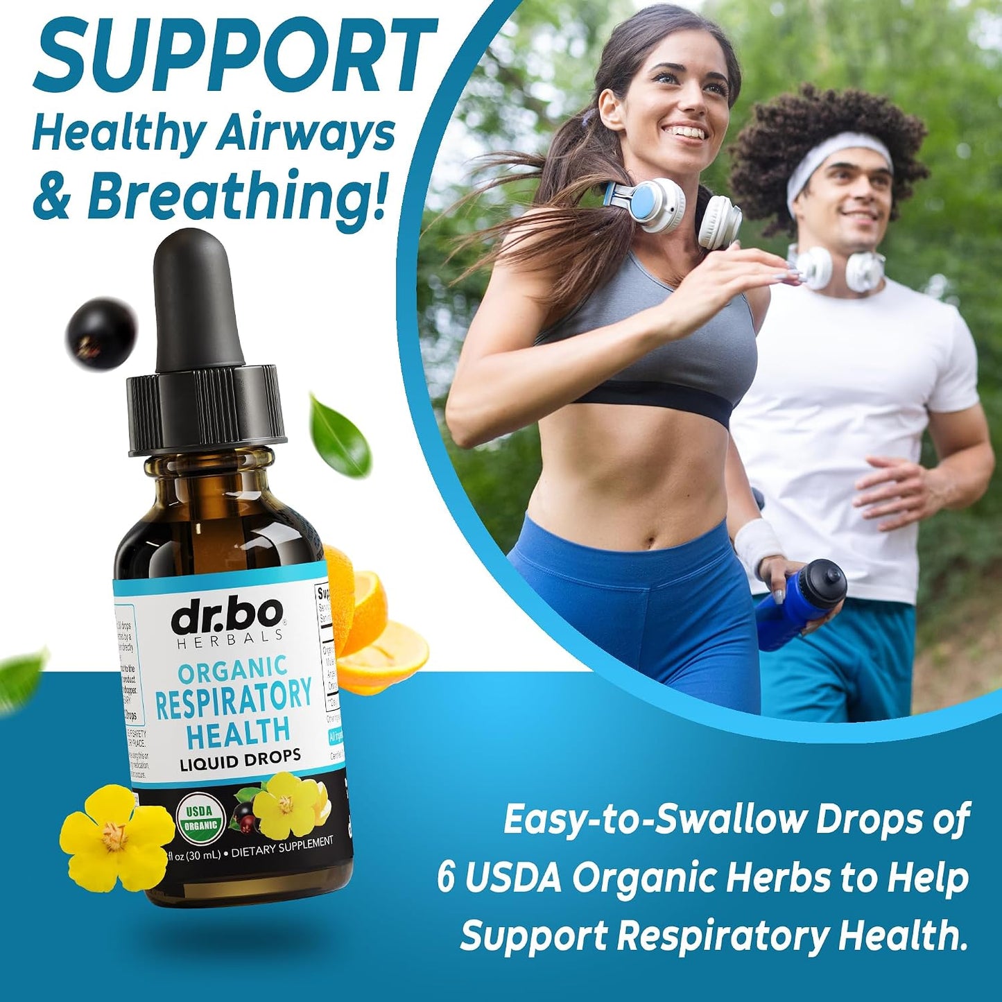 DR. BO Organic Mullein Drops Lung Detox Respiratory Support Liquid