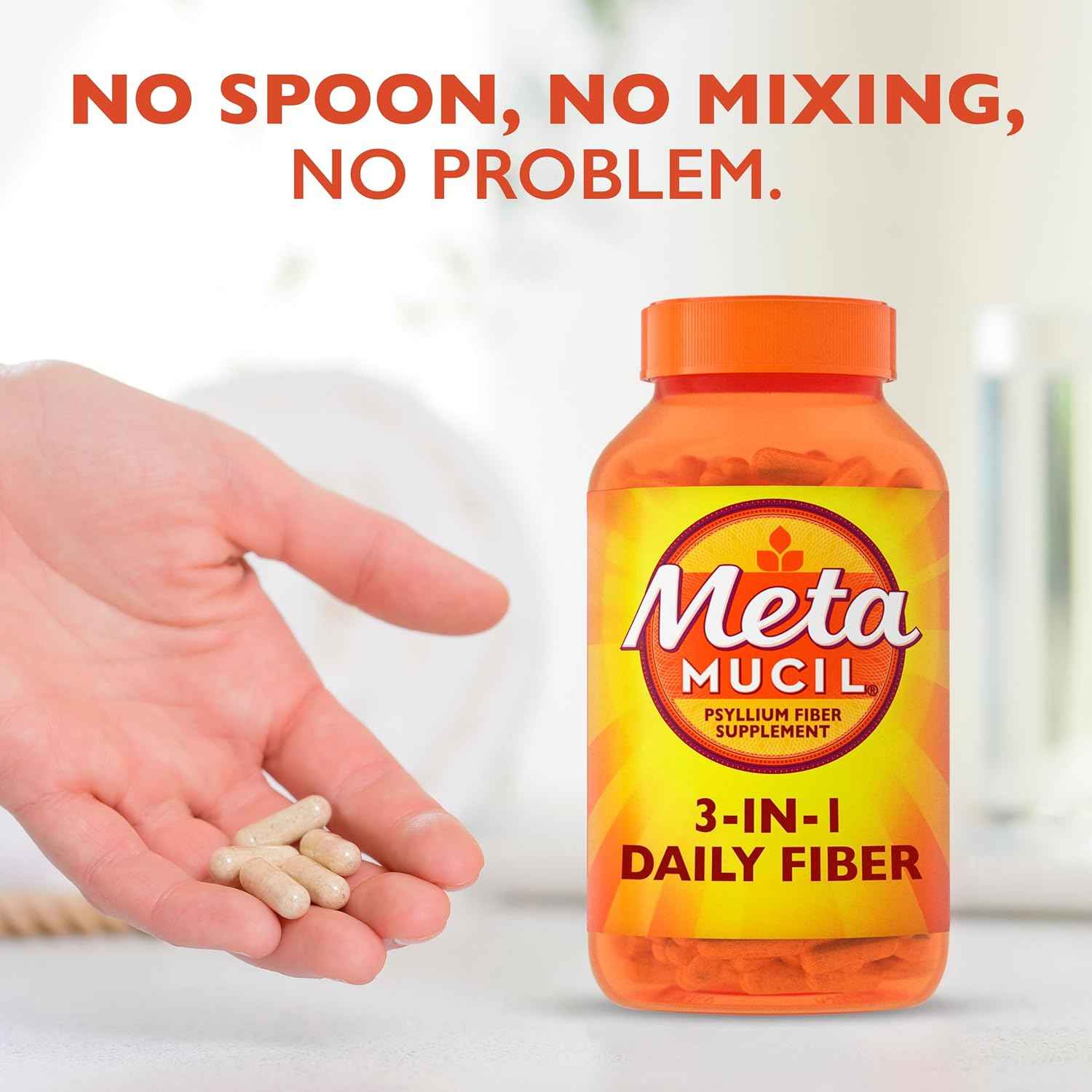 Metamucil Psyllium Husk Fiber Capsules 3-in-1 Supplement