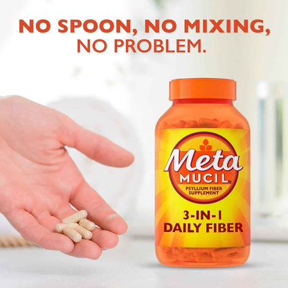 Metamucil Psyllium Husk Fiber Capsules 3-in-1 Supplement