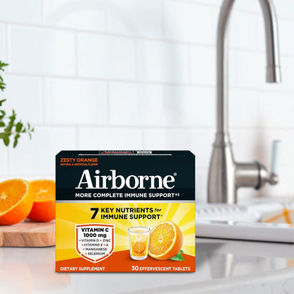 Airborne Immune Support Effervescent Tablets Zesty Orange 30 Count