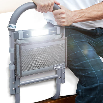 Lunderg Bed Assist Rail for Seniors Motion Light Non-Slip Grab Bar Easy Install Elderly Safety Support