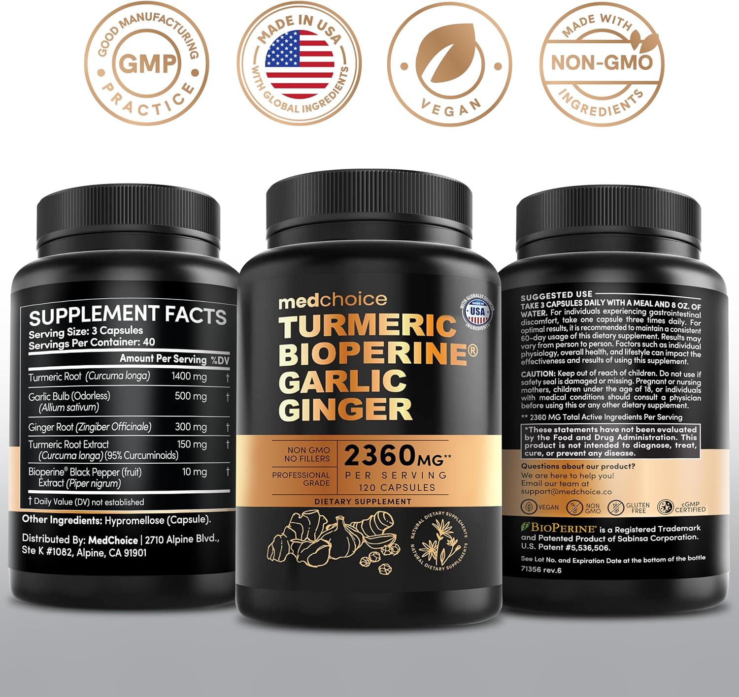 MedChoice 4-in-1 Turmeric Joint Support Supplement 2360mg 120ct