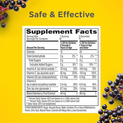 Zarbee's Kids Elderberry Immune Support Gummy Supplement