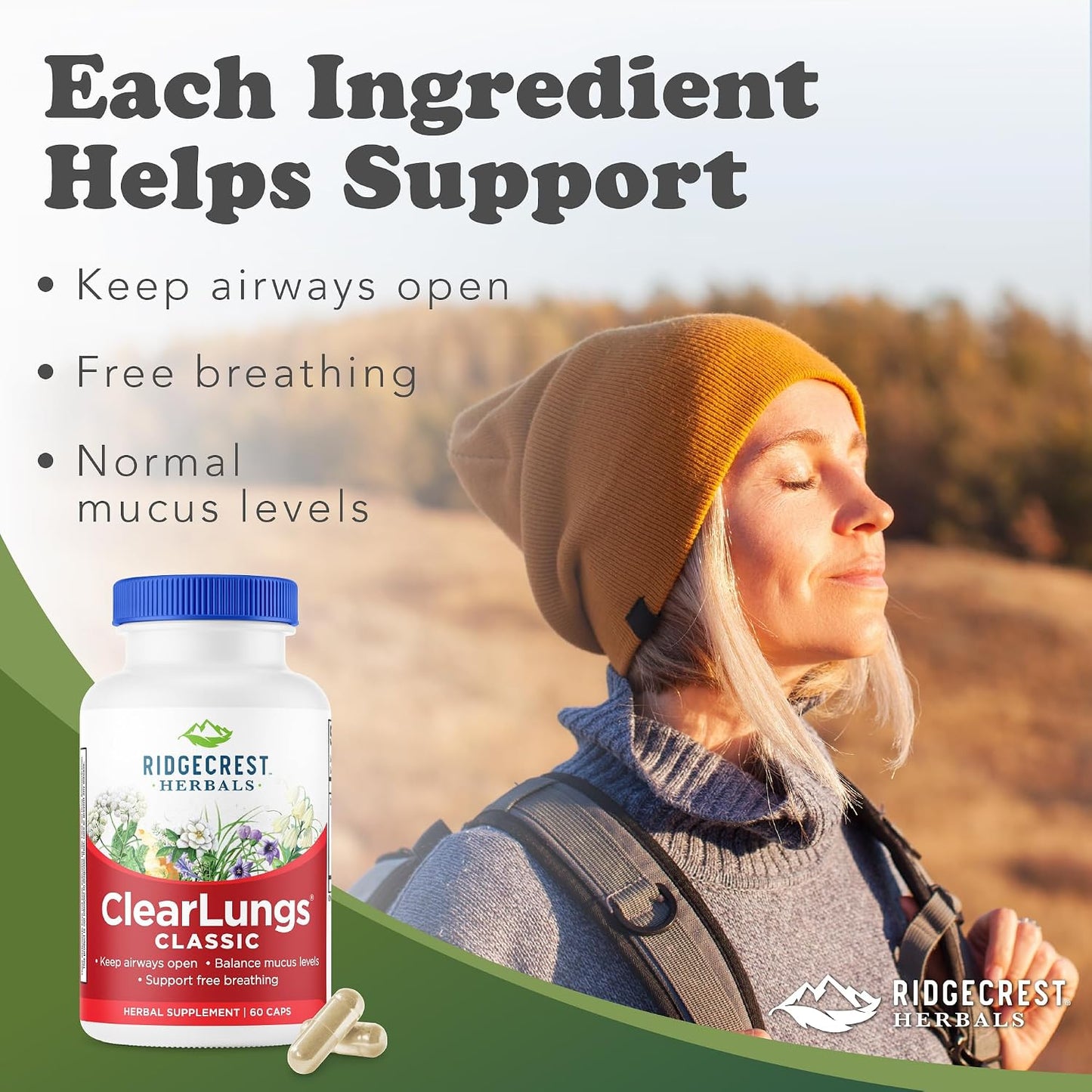RidgeCrest Herbals ClearLungs Classic Lung Respiratory Support Capsules