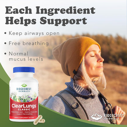 RidgeCrest Herbals ClearLungs Classic Lung Respiratory Support Capsules