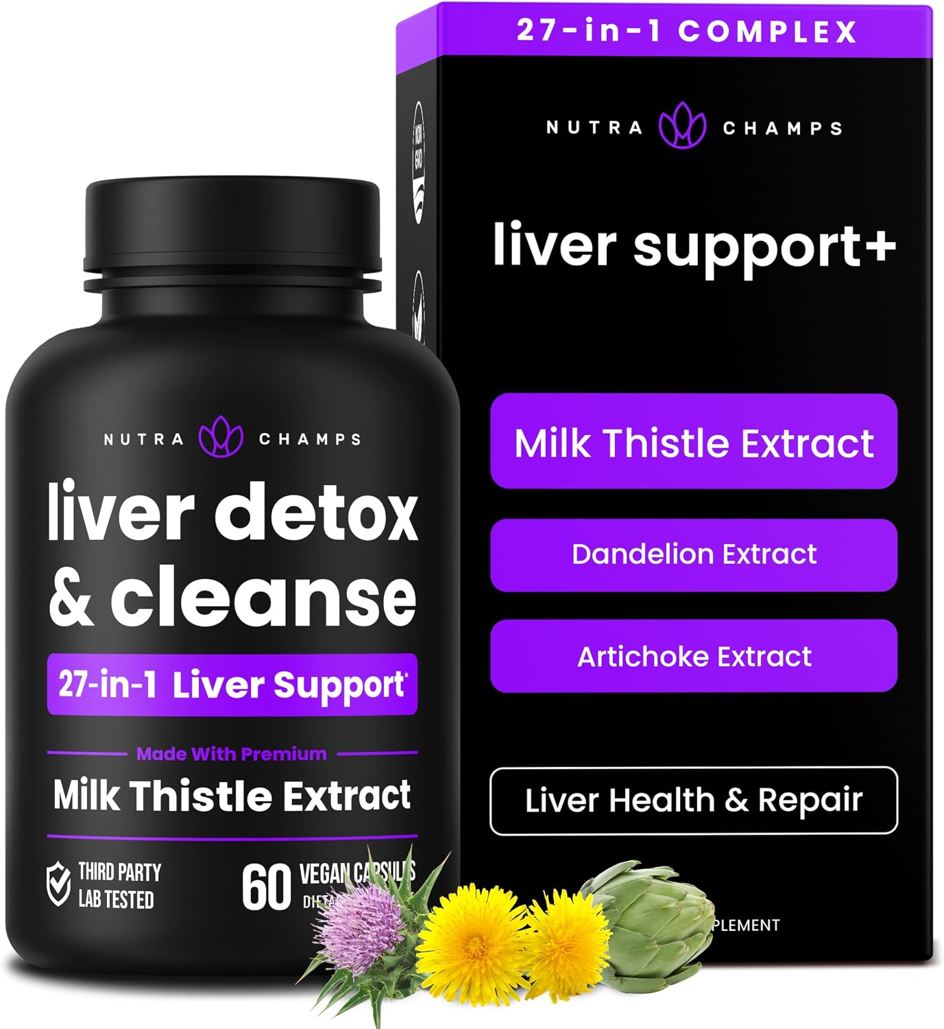 NutraChamps Milk Thistle Liver Support Formula Capsules