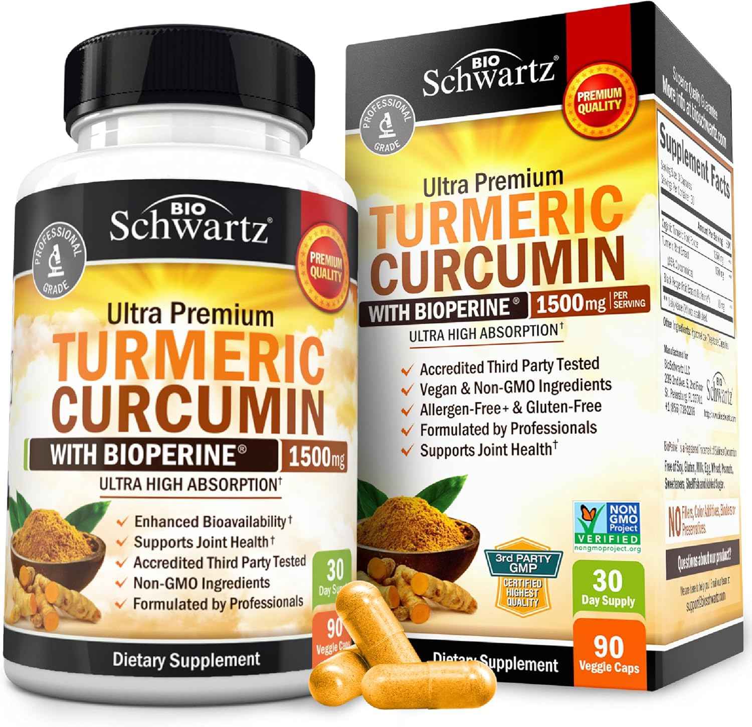 BioSchwartz Turmeric Curcumin with Black Pepper Extract 1500mg 90 Capsules