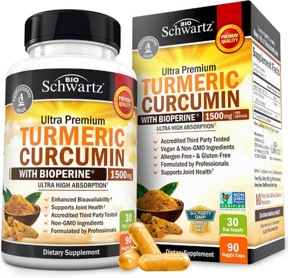 BioSchwartz Turmeric Curcumin with Black Pepper Extract 1500mg 90 Capsules