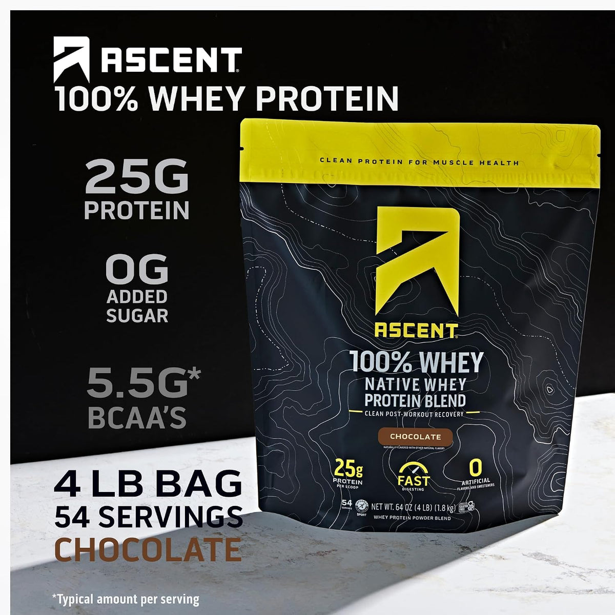Ascent 100% Whey Protein Powder 4 lb