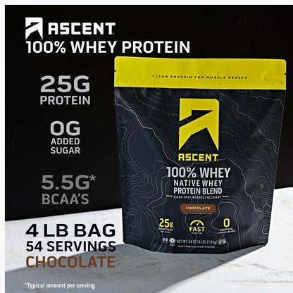 Ascent 100% Whey Protein Powder 4 lb