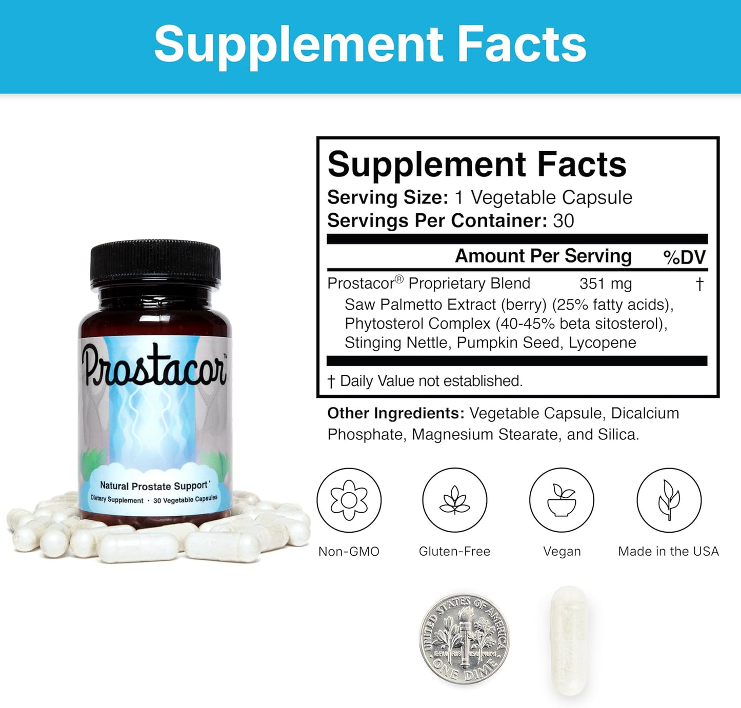 Prostacor Natural Prostate Support Supplement for Men 30-Day Supply