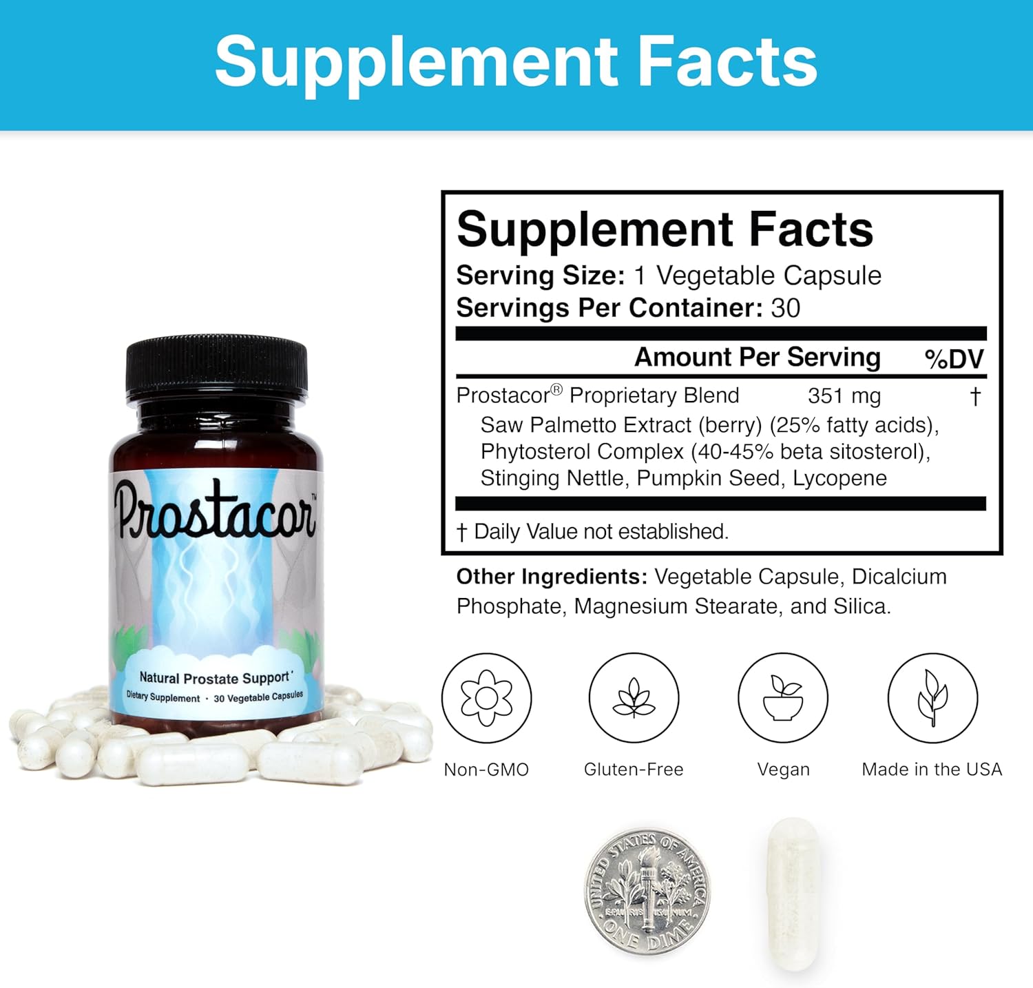 Prostacor Natural Prostate Support Supplement for Men 30-Day Supply