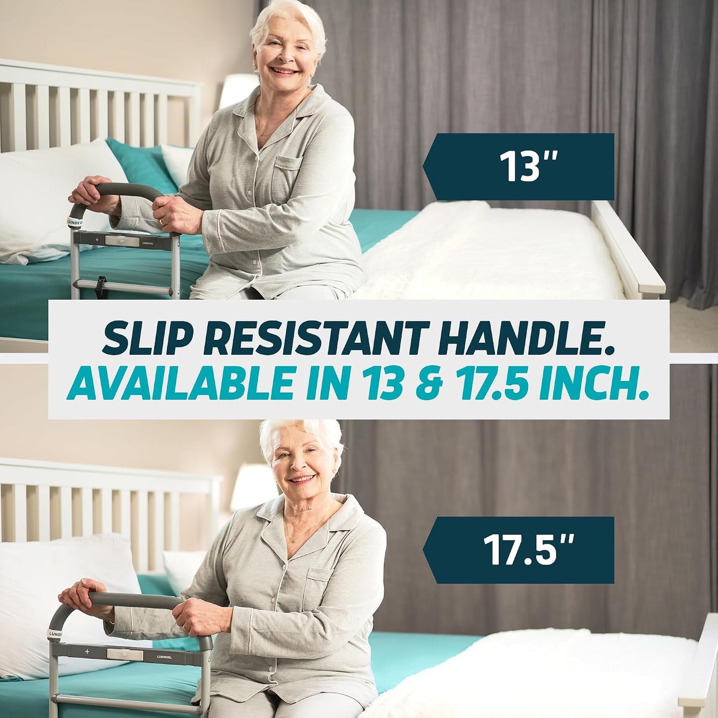 Lunderg Bed Assist Rail for Seniors Motion Light Non-Slip Grab Bar Easy Install Elderly Safety Support