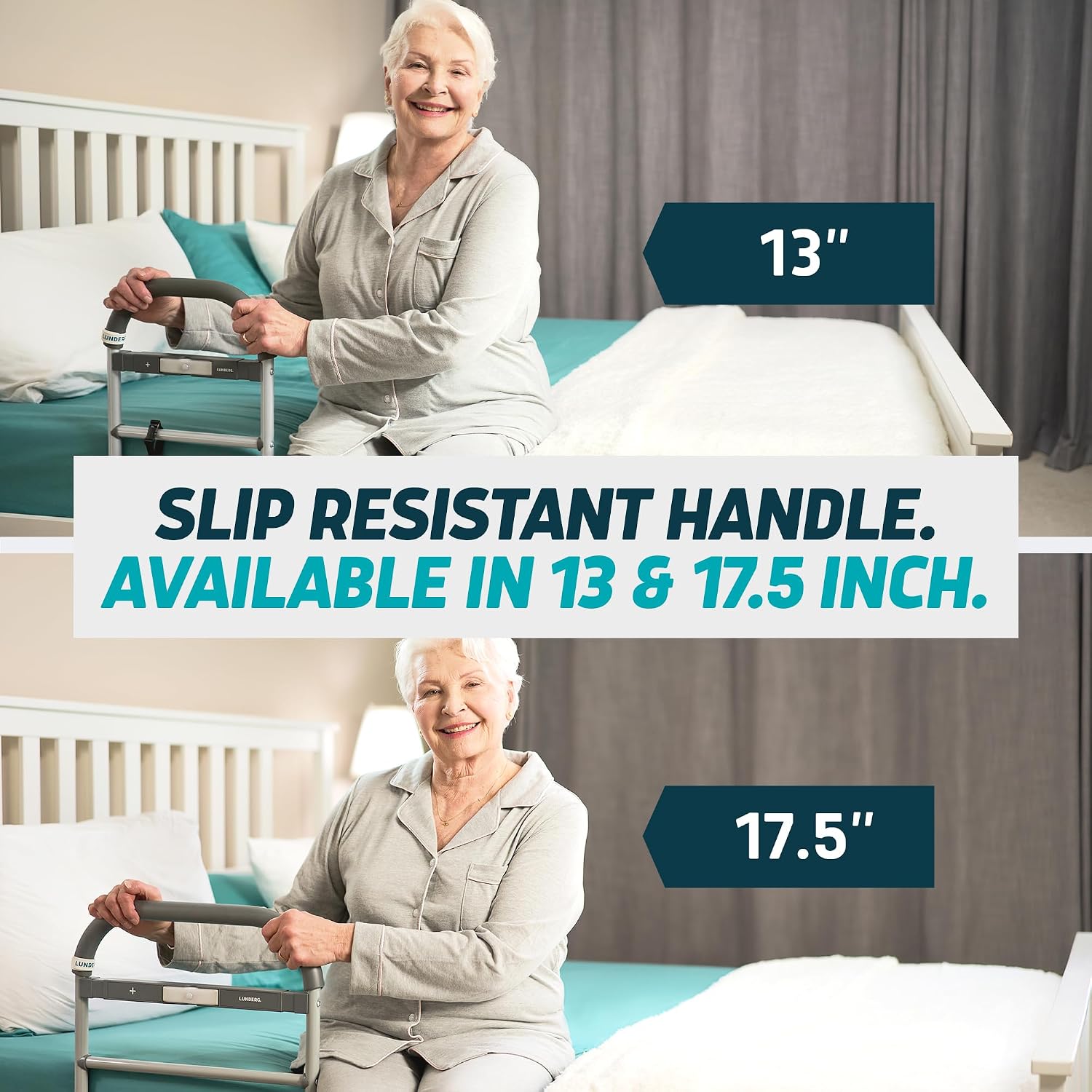 Lunderg Bed Assist Rail for Seniors Motion Light Non-Slip Grab Bar Easy Install Elderly Safety Support