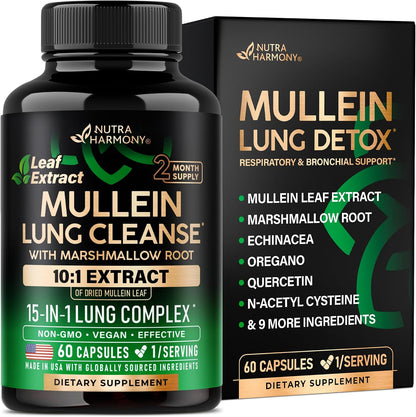 NUTRAHARMONY Mullein Lung Detox Respiratory Support Capsules