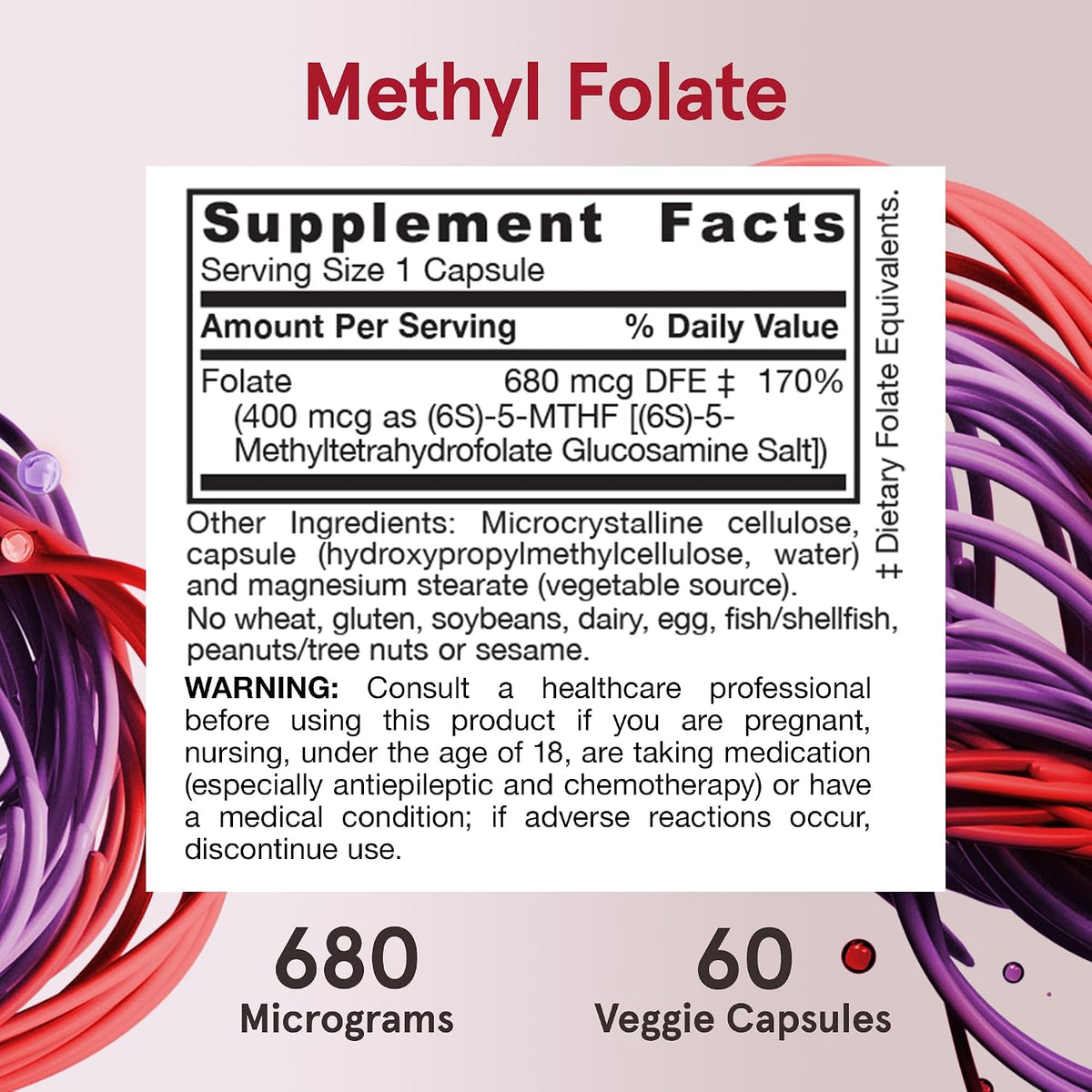 Jarrow Formulas Extra Strength Methyl Folate 400 mcg 60 Veggie Capsules
