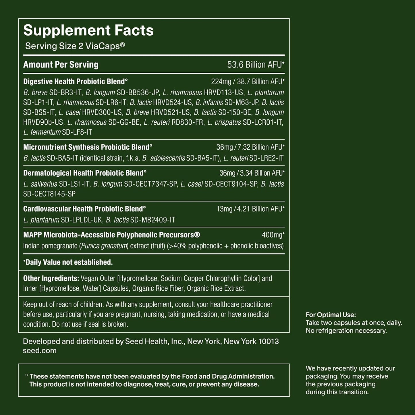 Seed DS-01 Daily Synbiotic Prebiotic Probiotic Supplement 60ct