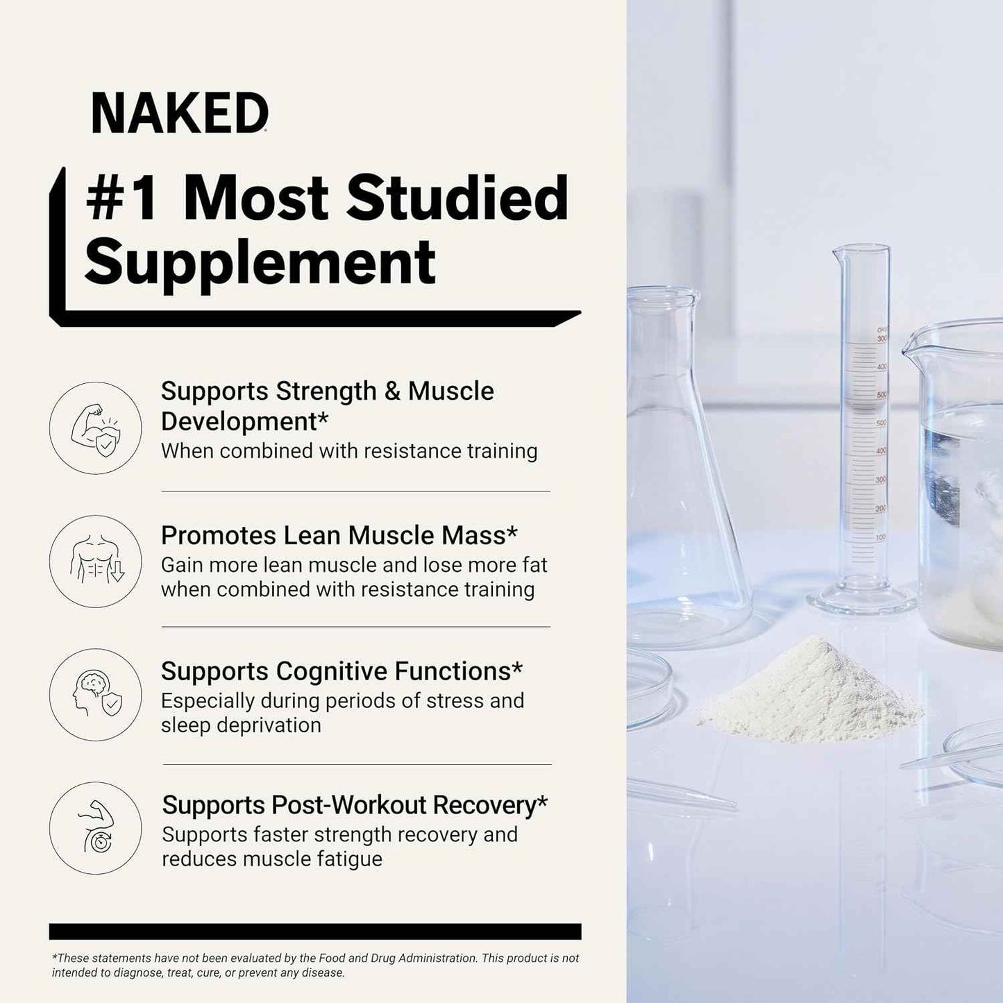 NAKED Pure Micronized Creatine Monohydrate Powder NSF Certified
