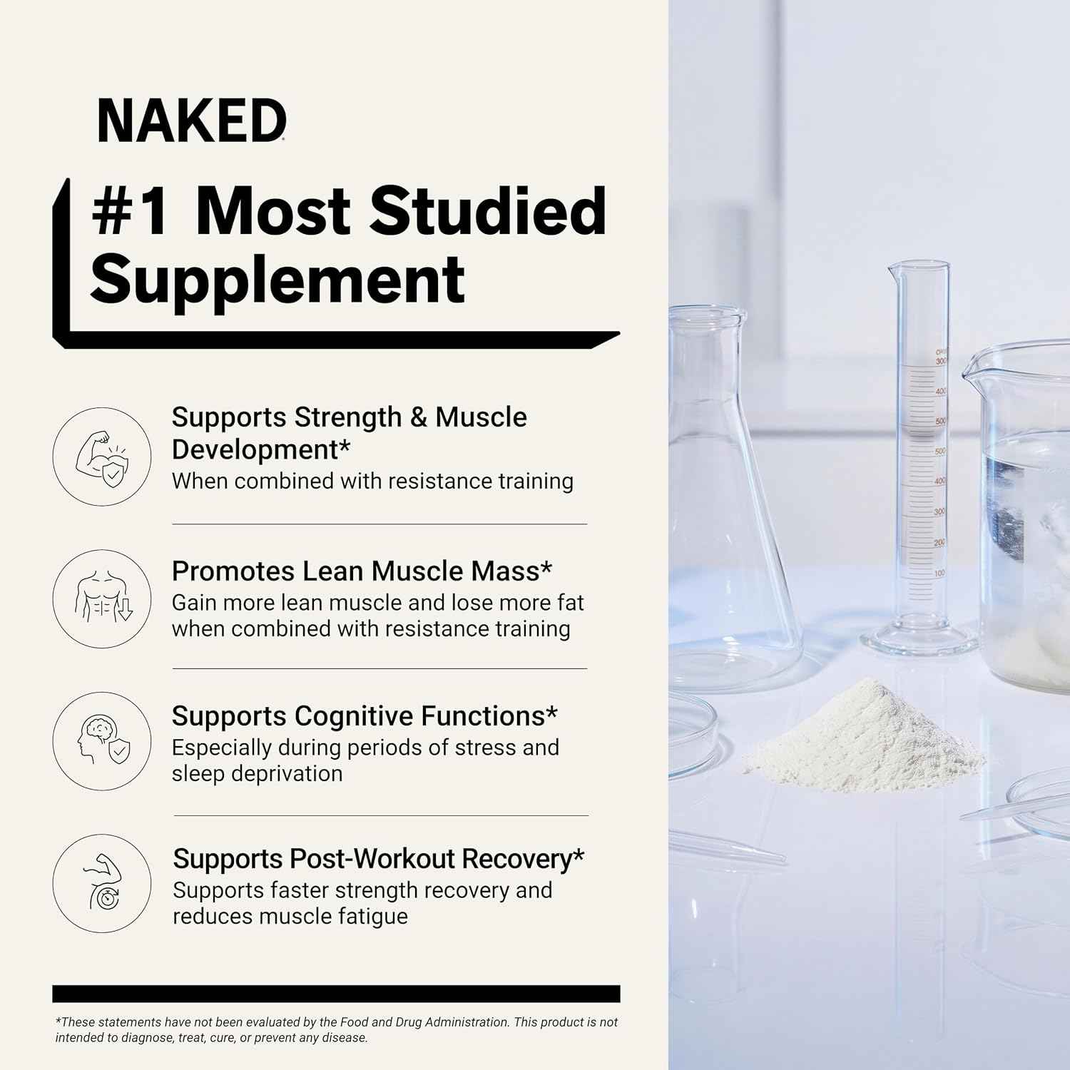 NAKED Pure Micronized Creatine Monohydrate Powder NSF Certified