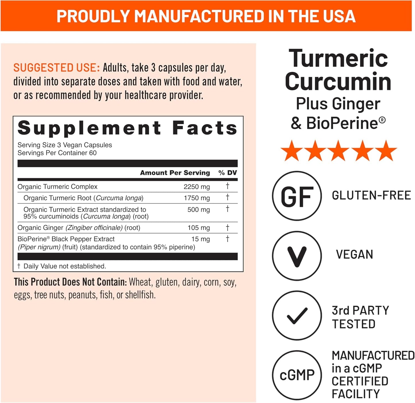 NatureWise Curcumin Turmeric 2250mg 95% Curcuminoids BioPerine 180 Count