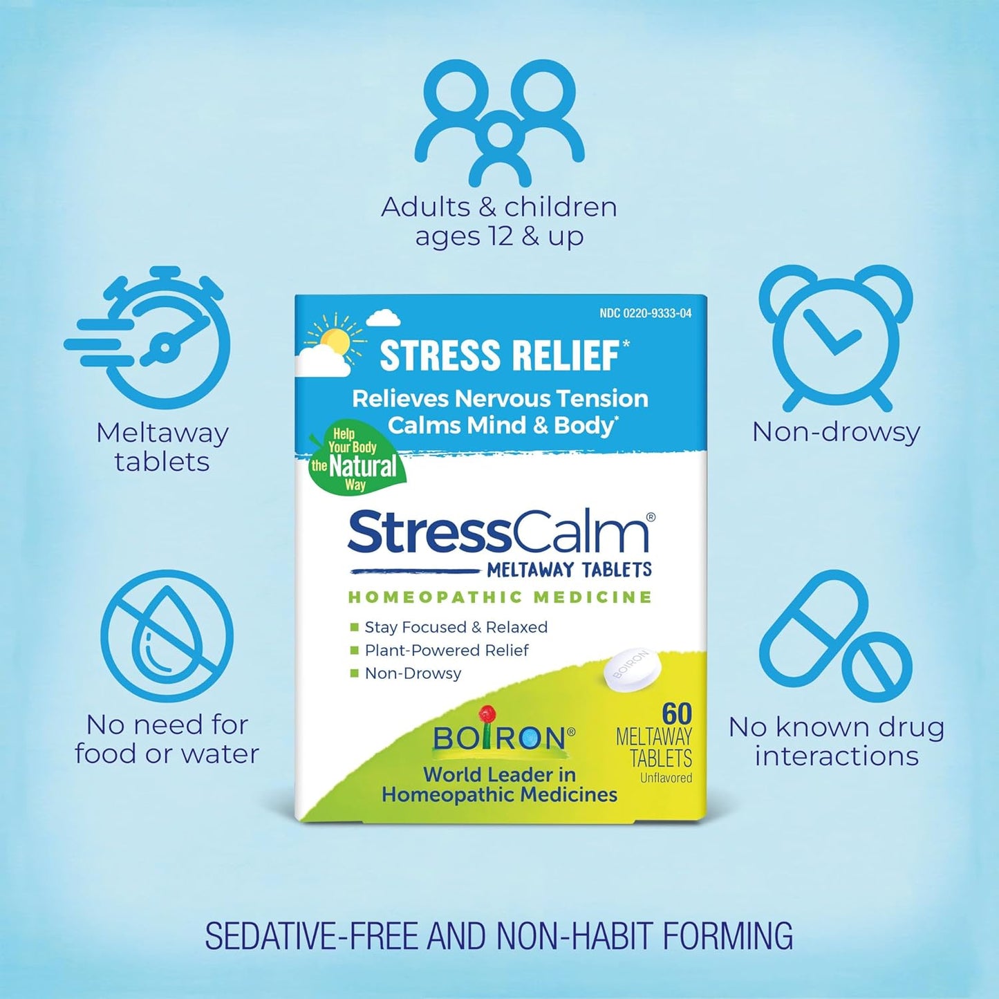 Boiron StressCalm Stress Mood Support Meltaway Tablets