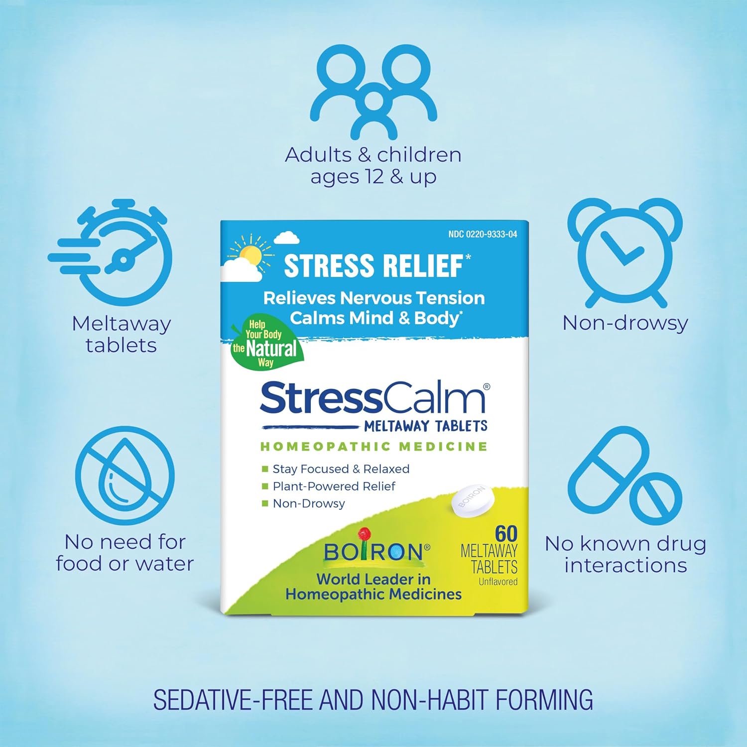 Boiron StressCalm Stress Mood Support Meltaway Tablets