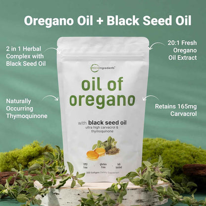 Micro Ingredients Oregano and Black Seed Oil Softgels 4X Strength
