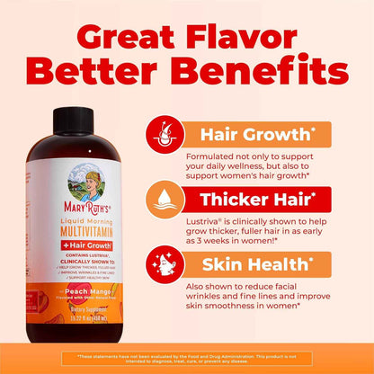 MaryRuth's Liquid Multivitamin Plus Hair Growth Dragon Fruit 15.22 Fl Oz