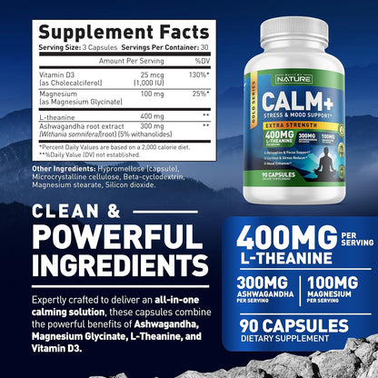 Built by Nature Calm+ Stress Mood Support Supplement Capsules 90 Count
