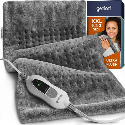 GENIANI Electric Heating Pad Microplush Auto Shut Off Machine Washable for Back Pain Cramps Neck Shoulder Relief