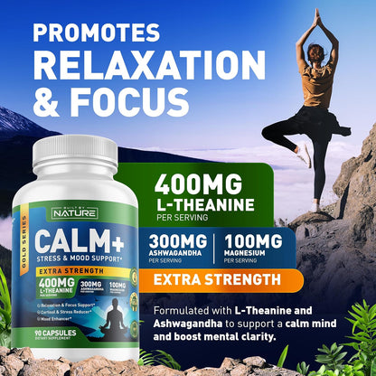 Built by Nature Calm+ Stress Mood Support Supplement Capsules 90 Count