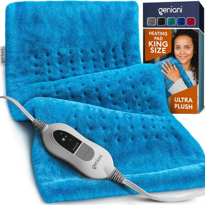 GENIANI Electric Heating Pad Microplush Auto Shut Off Machine Washable for Back Pain Cramps Neck Shoulder Relief
