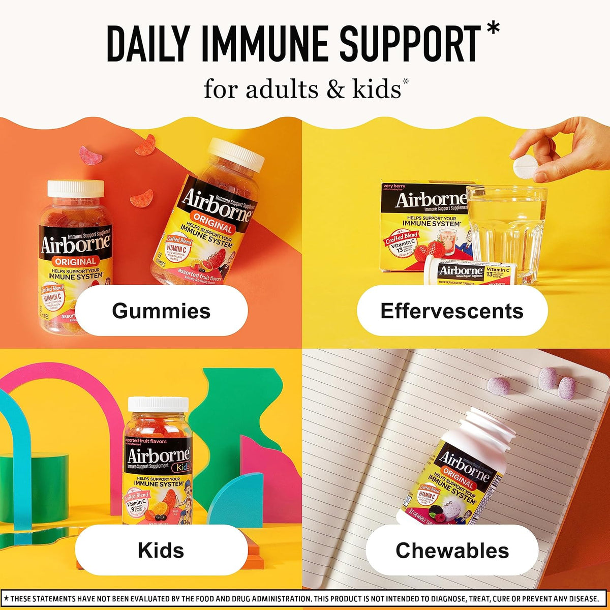 Airborne Elderberry Zinc Vitamin C Gummies Adults Immune Support 50 Count