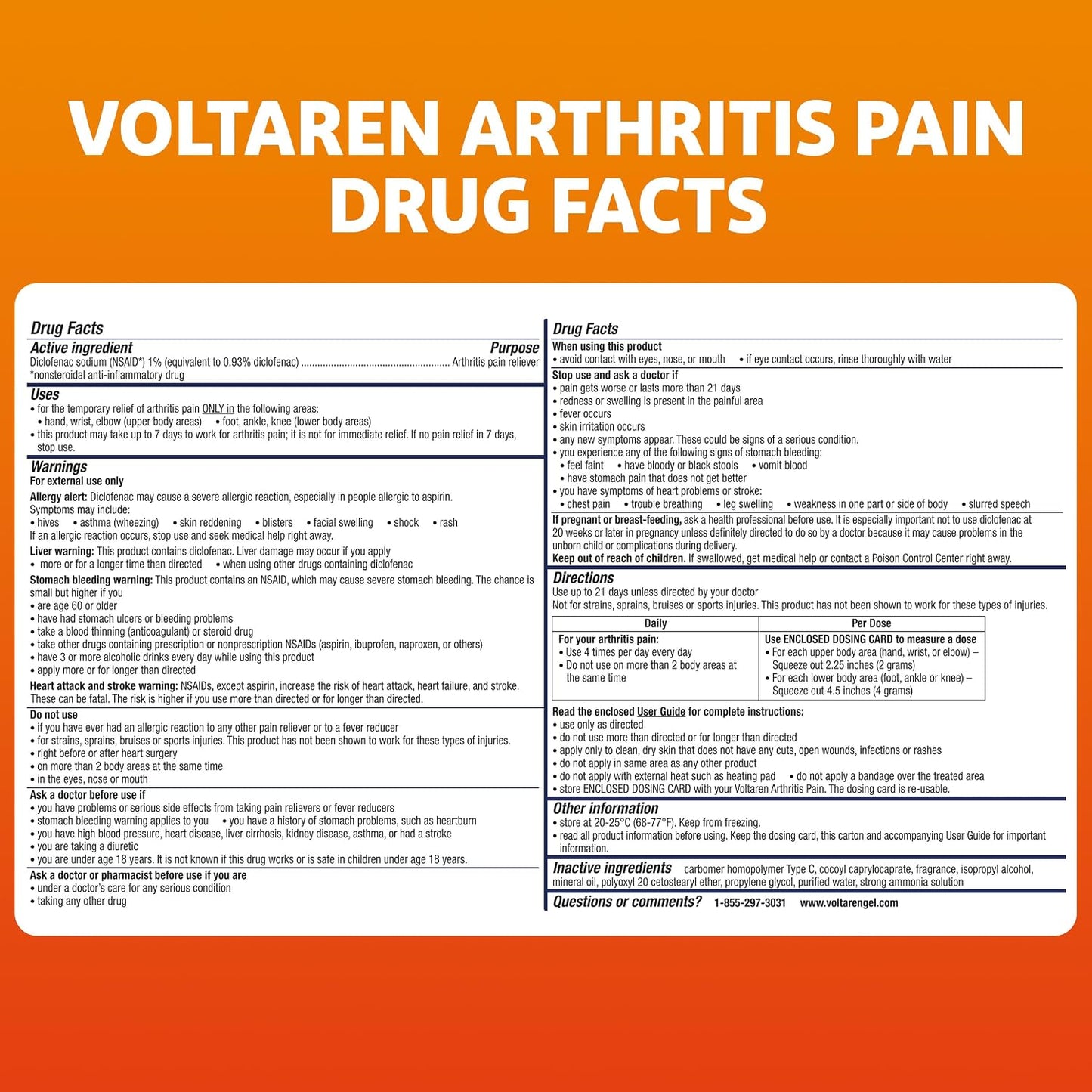 Voltaren Arthritis Pain Gel Diclofenac Topical Relief 3.5 oz 2 Pack