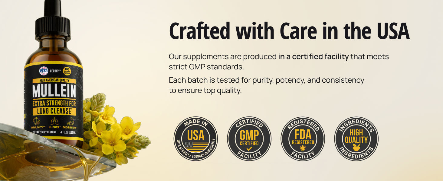 HERBIFY Mullein Leaf Extract Respiratory Support Liquid Drops