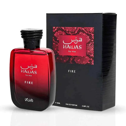 Rasasi Hawas Unisex Perfume Glass Bottle 100ml Black and Red Edition