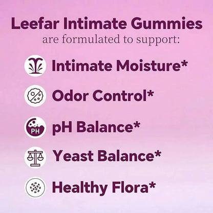 LEEFAR Women's probiotic gummies with slippery elm, pineapple flavor, 60 count, supporting gut health and pH balance.