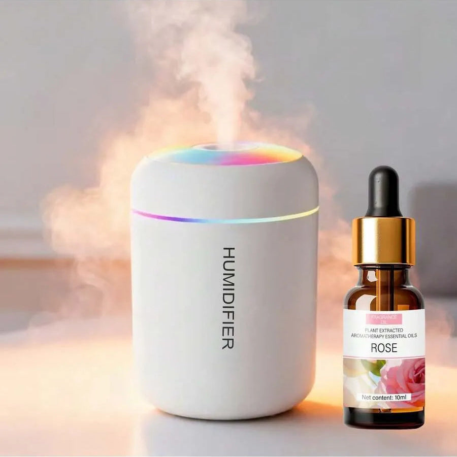 Mini Essential Oil Aromatherapy Mist Humidifier Set USB LED Cold Mist