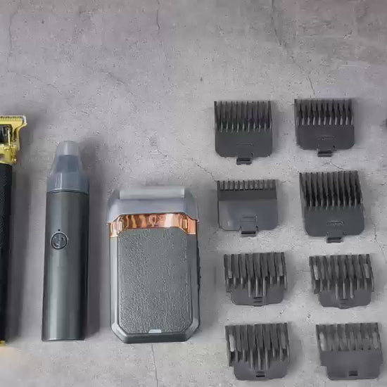 Rechargeable Electric Grooming Kit With LCD Battery Display Black