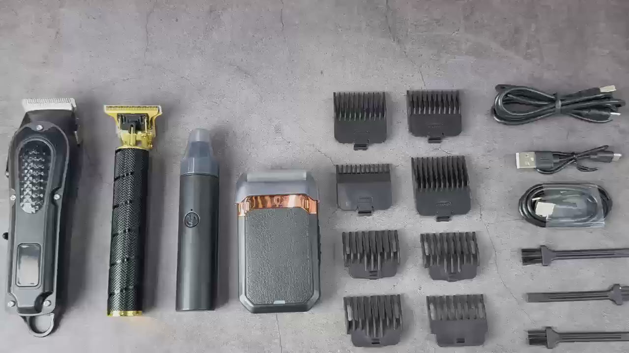 Rechargeable Electric Grooming Kit With LCD Battery Display Black