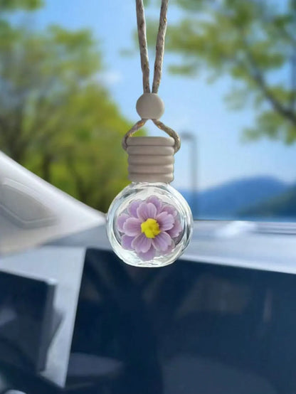Flower Perfume Bottle Car Rearview Mirror Hanging Fragrance Diffuser