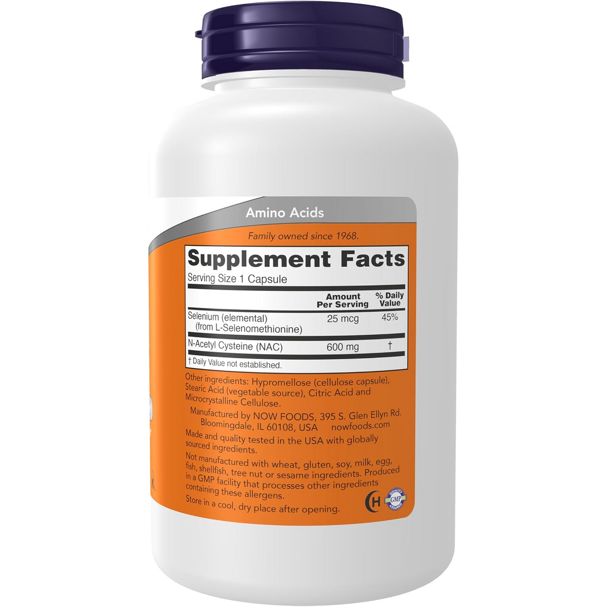 NOW Supplements NAC 600 mg with Selenium Veg Capsules