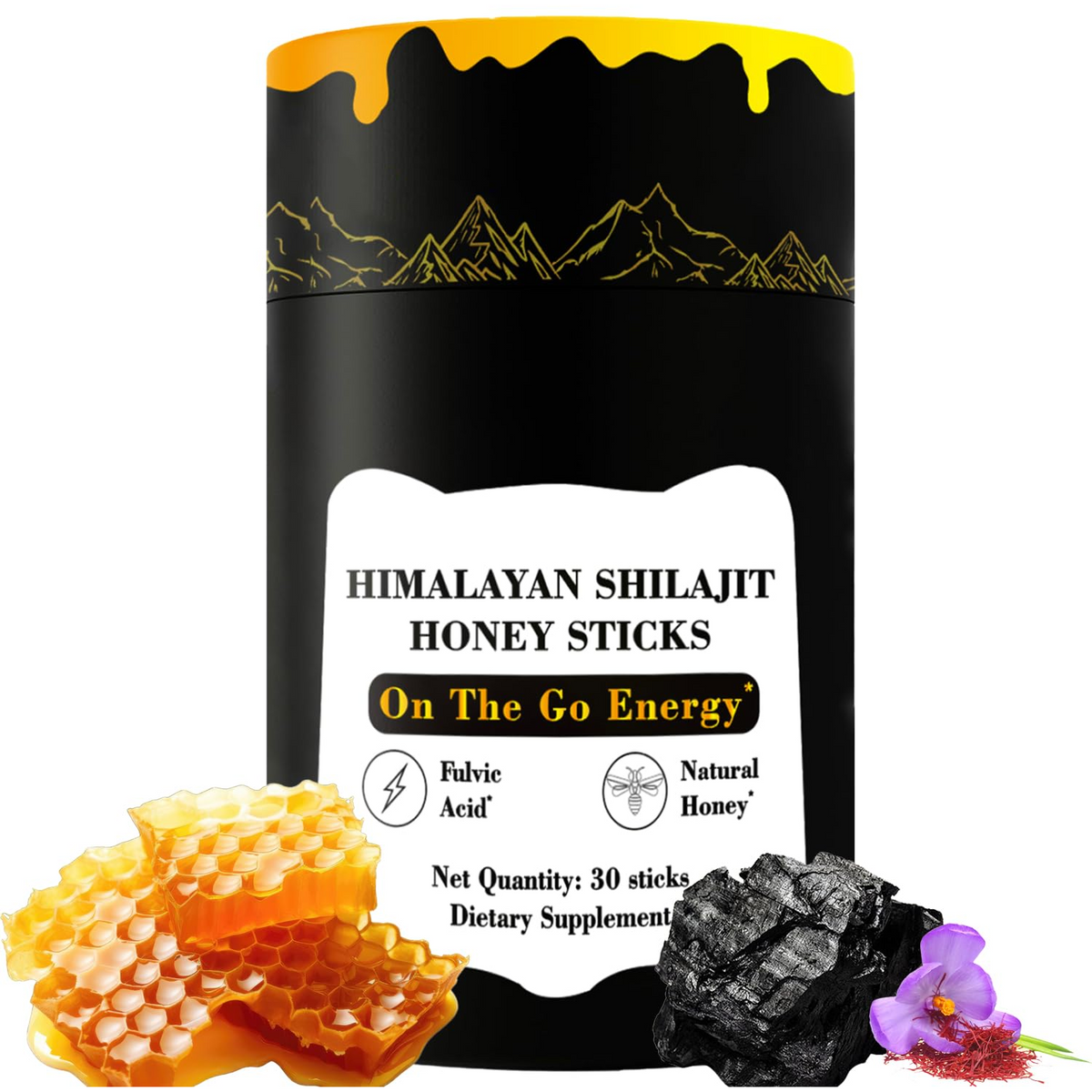 VitaBuy Shilajit Honey Sticks with Himalayan saffron, 30-count immune support package