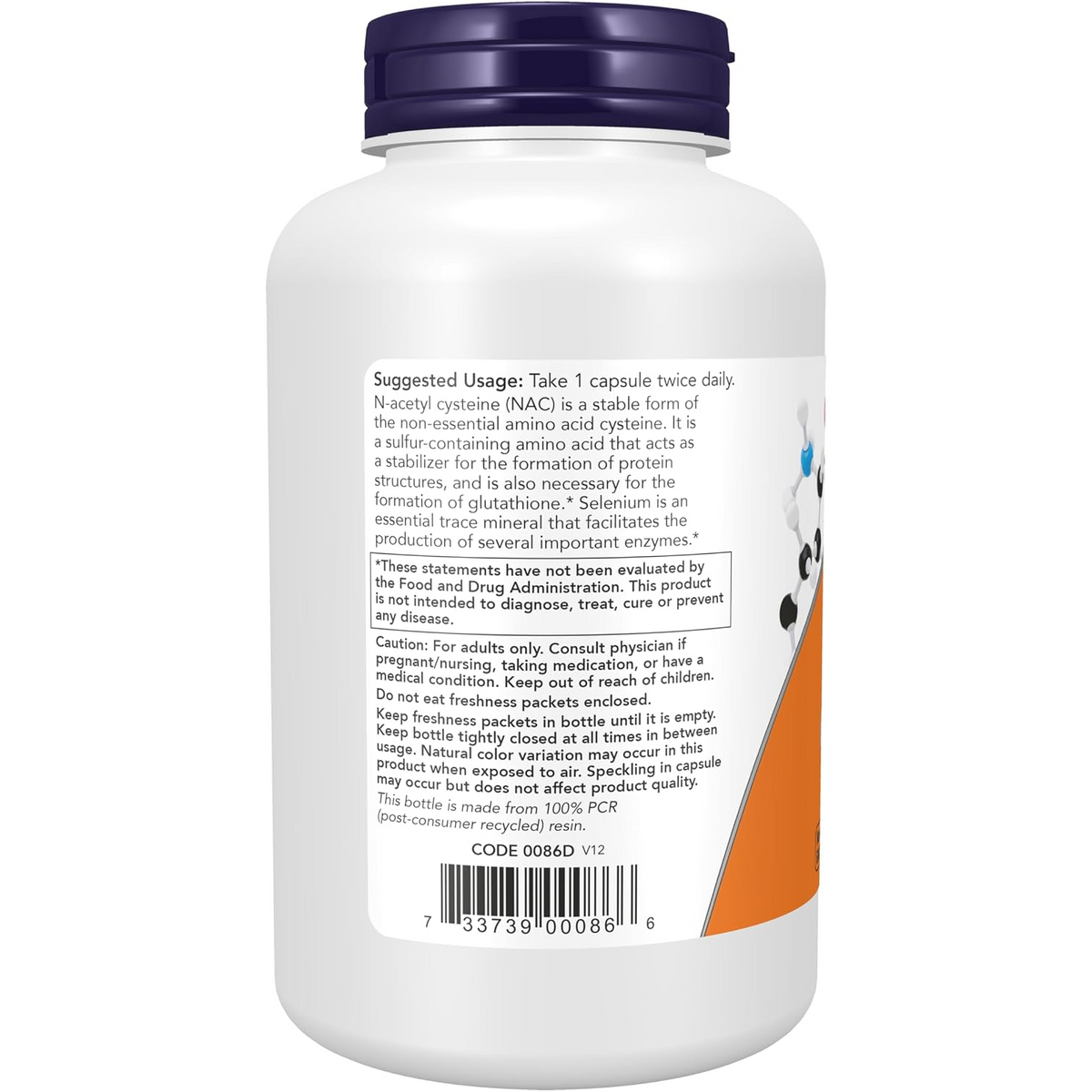 NOW Supplements NAC 600 mg with Selenium Veg Capsules