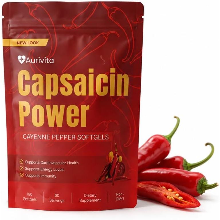 Aurivita Cayenne Pepper Capsaicin Supplement 180 Count